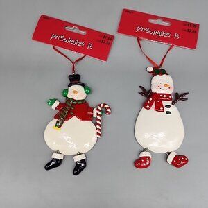 NIP Michaels Set Of 2 Snowman Ornaments Personalize It 5"